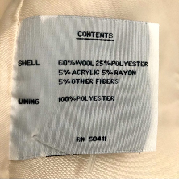 Donatella Ladies Pea Coat Wool Blend Size PL Off White Designer Buttons Front - Picture 5 of 8